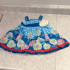 Blue Floral Kids Casual Dress
